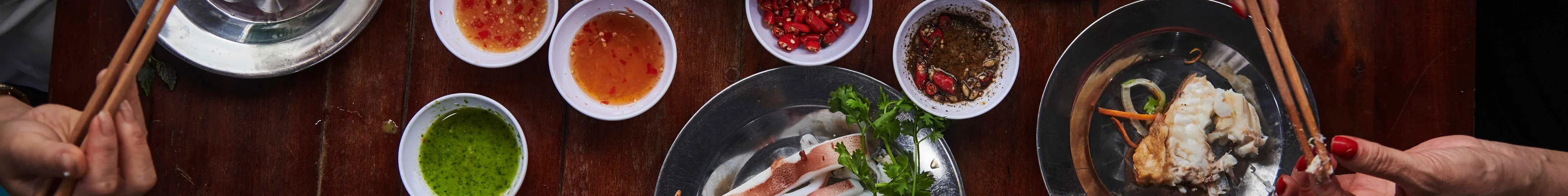 Typical Vietnamese food on a table