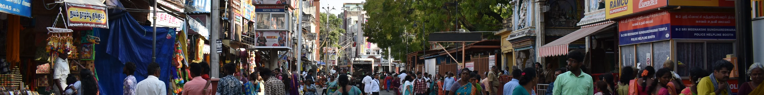 A lively street in Madurai, India