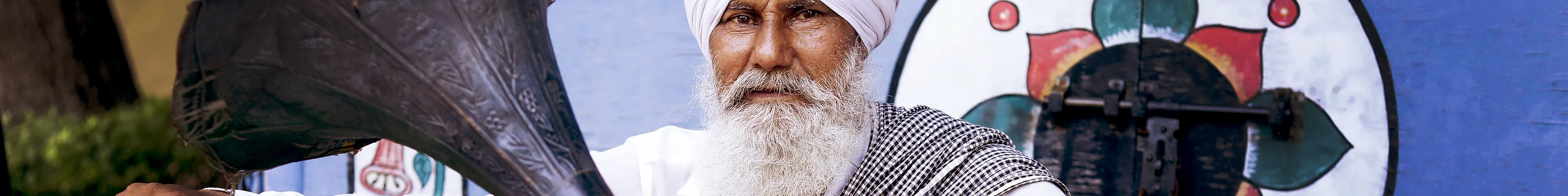 Man with traditional instrument in Amritsar