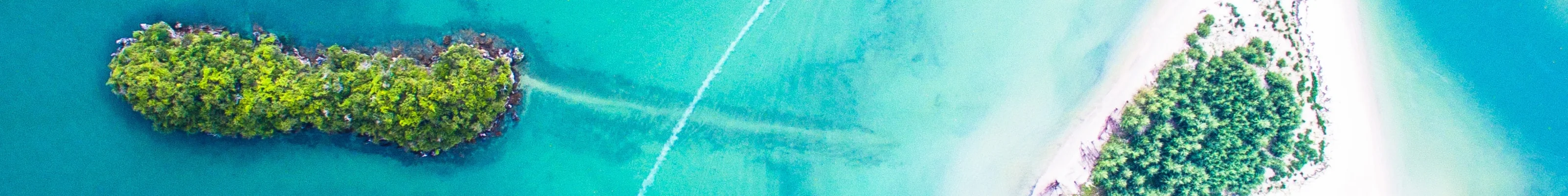 Aerial view of Krabi islands with a boat 