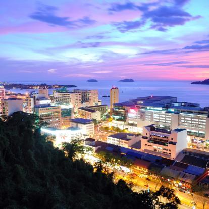 Kota Kinabalu cityscape at sunset
