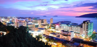 Kota Kinabalu cityscape at sunset