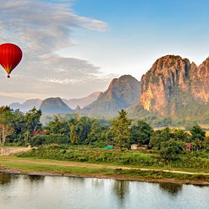 Hot air balloon over Laos