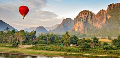 Hot air balloon over Laos