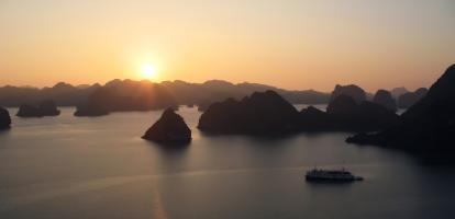 Sunset over Halong Bay