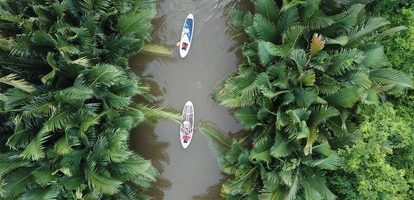 Paddleboarding in Kampot in Cambodia