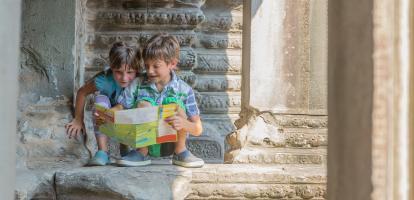 Children doing Angkor Thom Scavenger Hunt