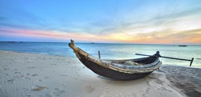 Boat on Nha Trang beach, Vietnam