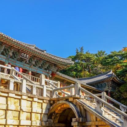 Front entrance of Bulguksa Temple on a sunny day in southern South Korea
