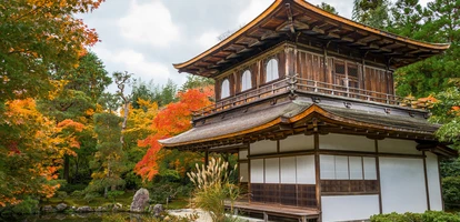 Ginkakuji wooden temple in the autumn