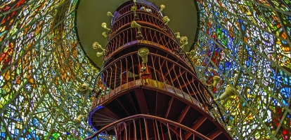 Colourful glass and staircase at Hakone Sculpture Park