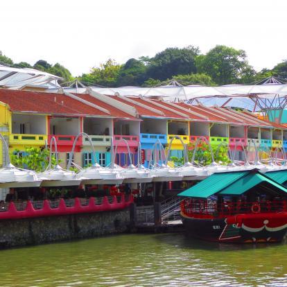 Colourful buildings along waterside at Clark Quay