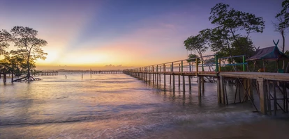 Sunset over jetty at Bintan Island