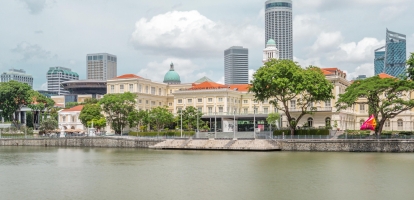 Colonial buildings along the riverside in Singapore