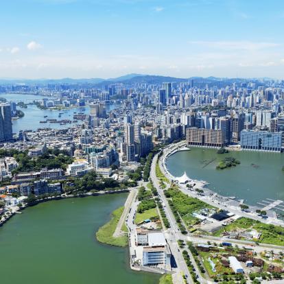 Aerial view of Macau cityscape