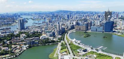 Aerial view of Macau cityscape