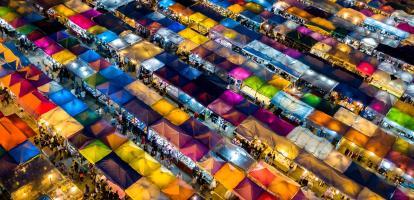 Coloured market stalls