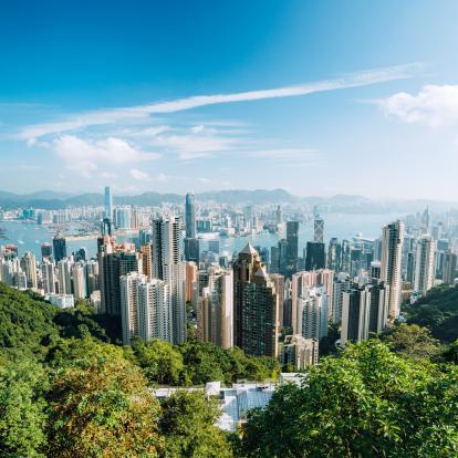 Hong Kong skyline from top of hill