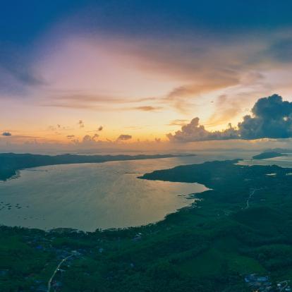 Aerial view of Ko Yao Noi island at sunset