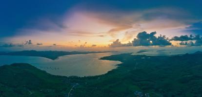 Aerial view of Ko Yao Noi island at sunset