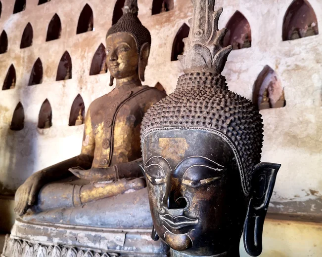 Buddha statues in temple in Vientiane