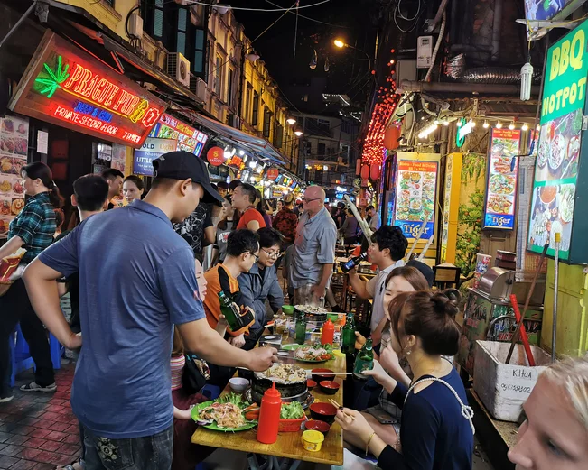 Street food stalls in Hanoi's Old Quarter - Aaron Boothe