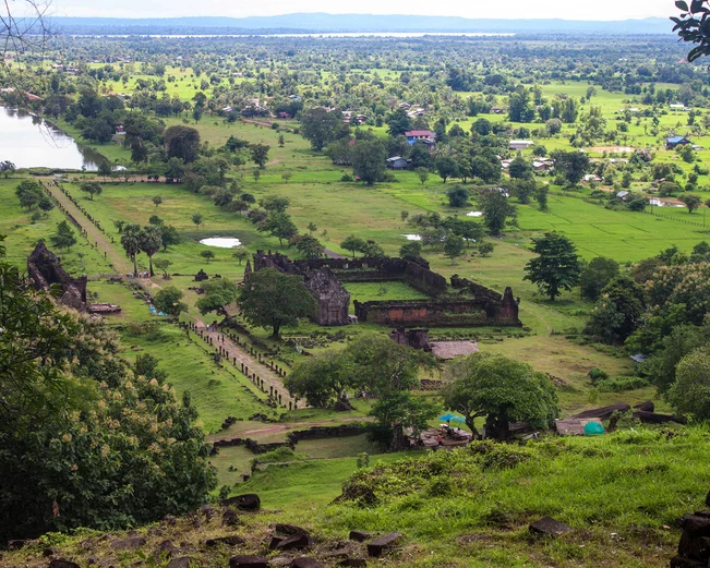 Aerial view of Wat Phou, Champasak