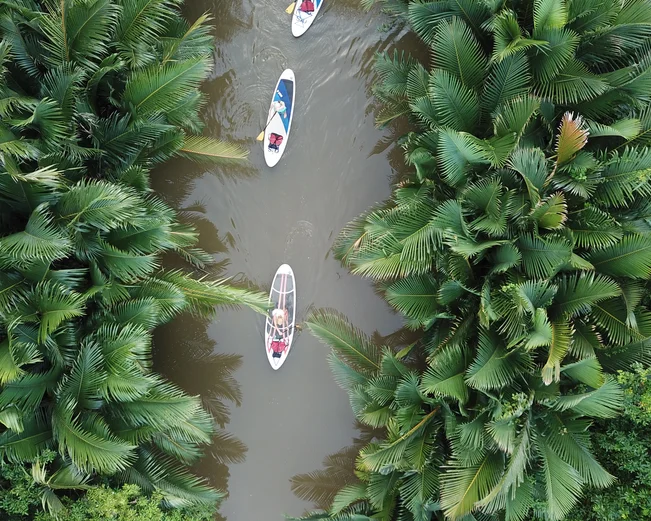 Paddleboarding in Kampot in Cambodia 