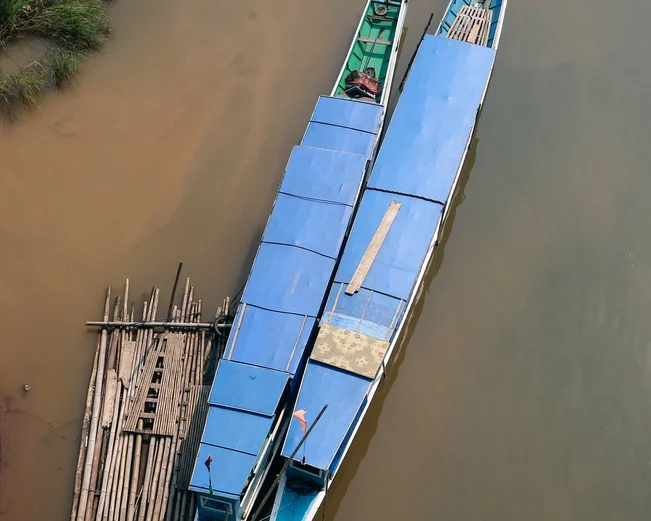 Longtail boats at Nong Khiaw