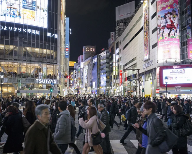 Crowds of people at Shibuya Crossing 
