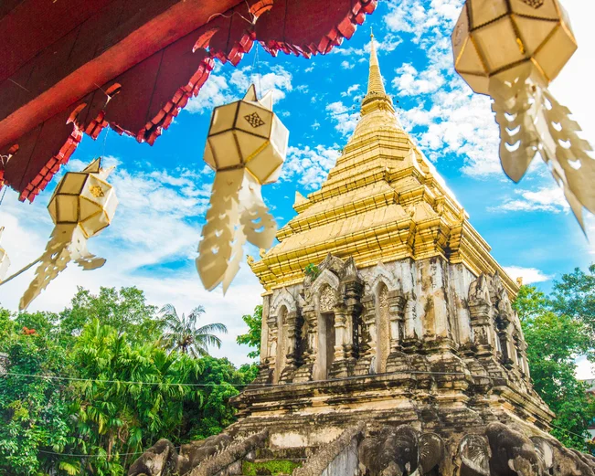 Lanterns in front of temple 