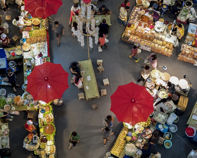 Aerial view of Chiang Mai market 