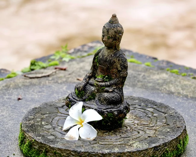 Mini Buddha statue with lotus flower