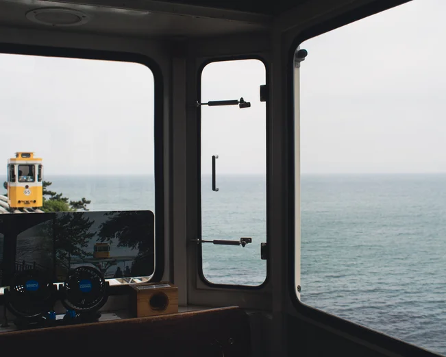 View from the sky capsule train in Busan over the coast
