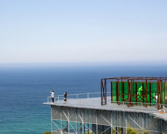 Haslla art world museum view of the coast and rooftop exhibition in Gangneung South Korea May