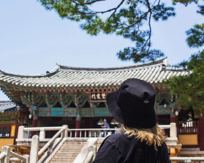 Person looking at Bulguksa temple