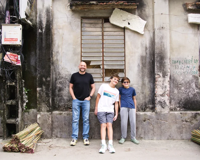 Family on holiday in Hanoi