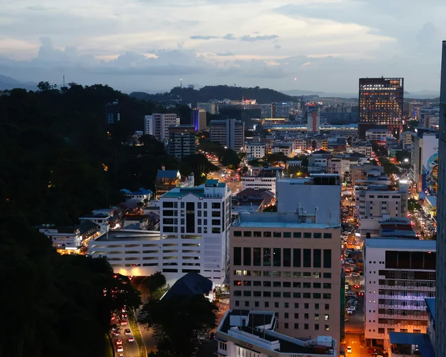 Kota Kinabalu skyline at dusk