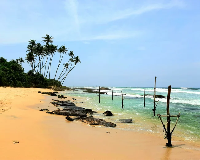 Fishing stilts, Ahangama, Sri Lanka