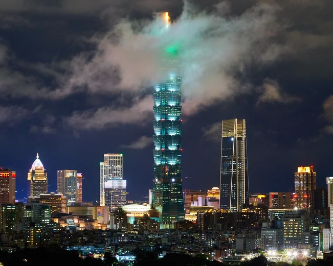 A cloudy night view of Taipei 101 