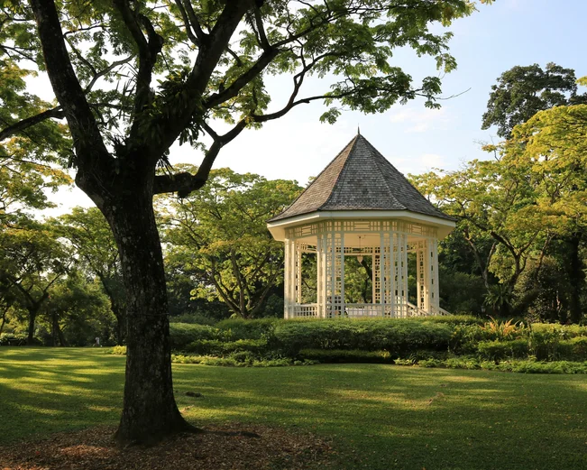 The bandstand of Singapore Botanical Gardens, surrounded by greenery