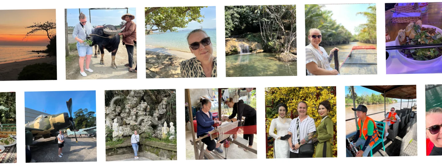 Photo collage of solo female traveller in Vietnam