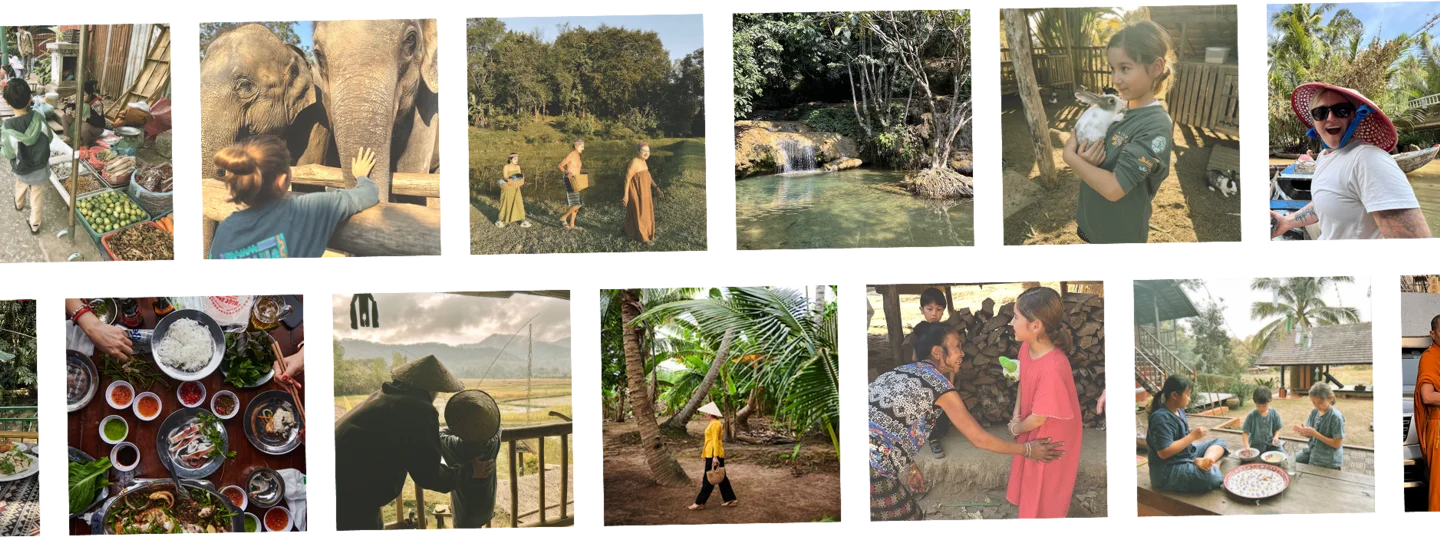 Collage of family adventure holidays in Southeast Asia