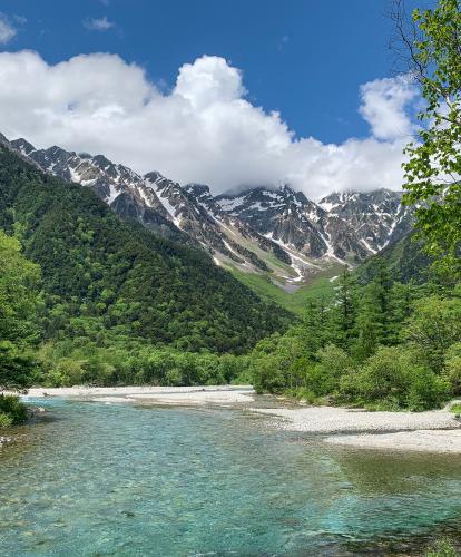 River and mountains in Kamikochi in summer
