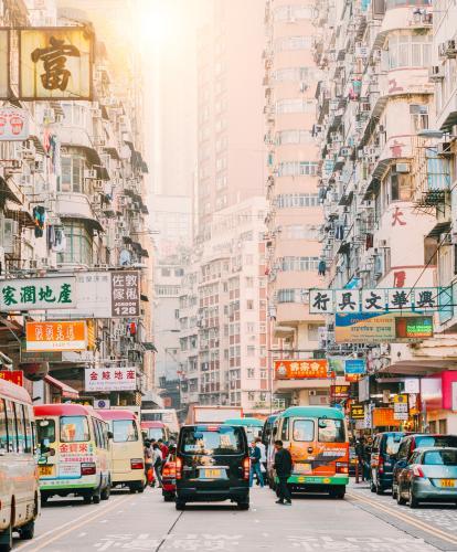 Hong Kong hectic street scene