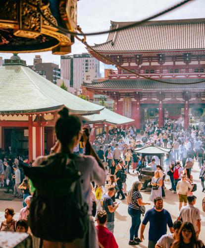 Locals and tourists at Tokyo Sensoji Shrine