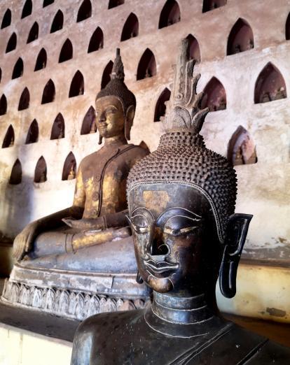 Buddha statues in temple in Vientiane