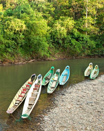 Boats on river in Batang Ai