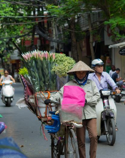 Lady with flowers in Hanoi streets