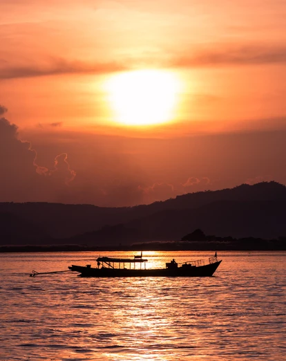 Sunset over Irrawaddy River